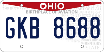 OH license plate GKB8688