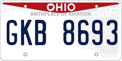 OH license plate GKB8693