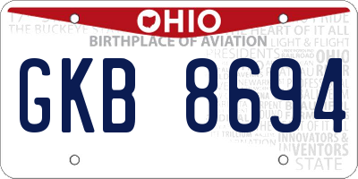 OH license plate GKB8694