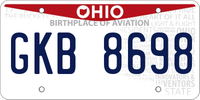 OH license plate GKB8698