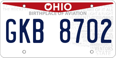 OH license plate GKB8702