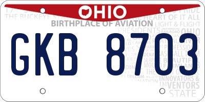 OH license plate GKB8703