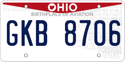 OH license plate GKB8706