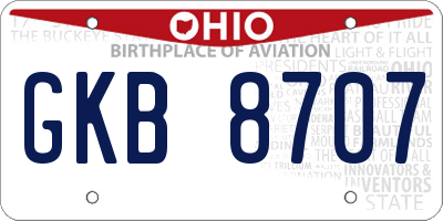 OH license plate GKB8707