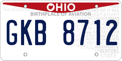 OH license plate GKB8712