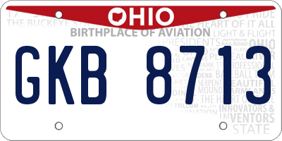 OH license plate GKB8713