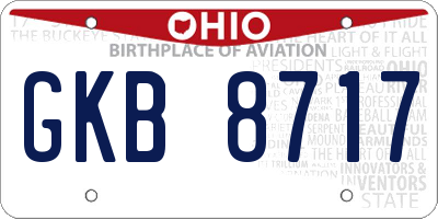 OH license plate GKB8717