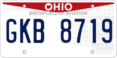 OH license plate GKB8719