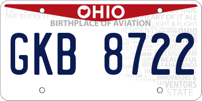 OH license plate GKB8722