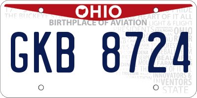 OH license plate GKB8724