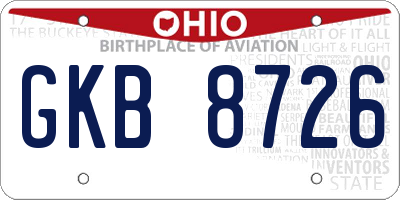 OH license plate GKB8726