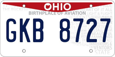 OH license plate GKB8727