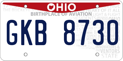 OH license plate GKB8730