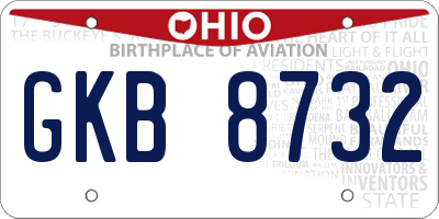 OH license plate GKB8732