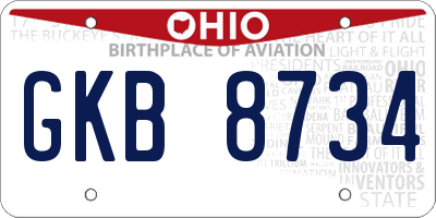 OH license plate GKB8734