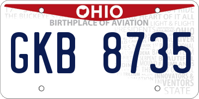 OH license plate GKB8735