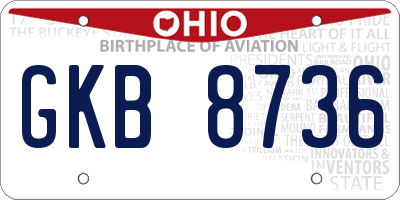 OH license plate GKB8736