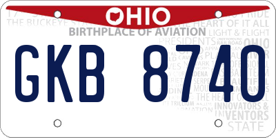 OH license plate GKB8740