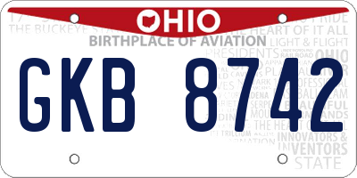 OH license plate GKB8742
