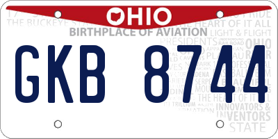 OH license plate GKB8744