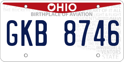 OH license plate GKB8746