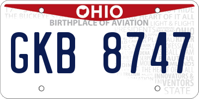 OH license plate GKB8747