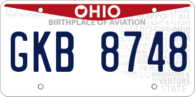 OH license plate GKB8748