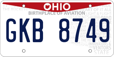 OH license plate GKB8749