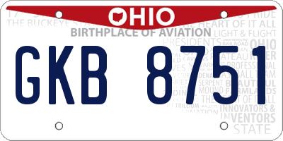 OH license plate GKB8751