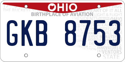 OH license plate GKB8753