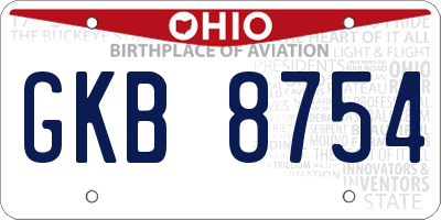 OH license plate GKB8754