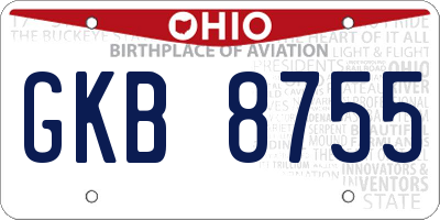 OH license plate GKB8755