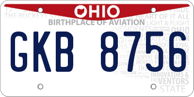 OH license plate GKB8756