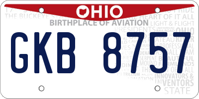 OH license plate GKB8757