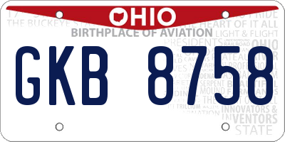 OH license plate GKB8758