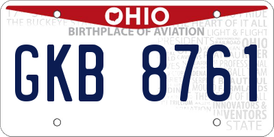 OH license plate GKB8761