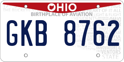 OH license plate GKB8762