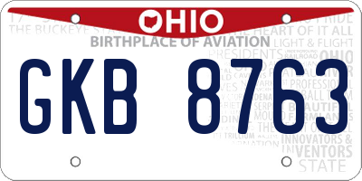 OH license plate GKB8763