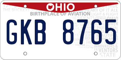 OH license plate GKB8765