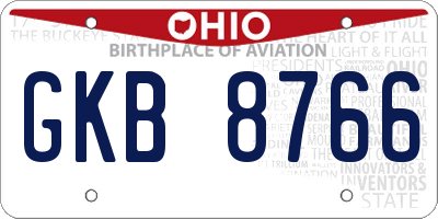 OH license plate GKB8766