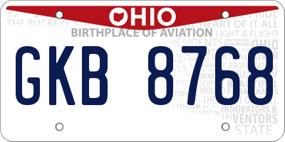 OH license plate GKB8768
