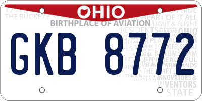 OH license plate GKB8772