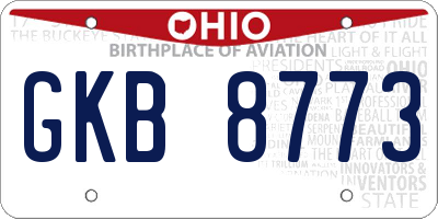 OH license plate GKB8773