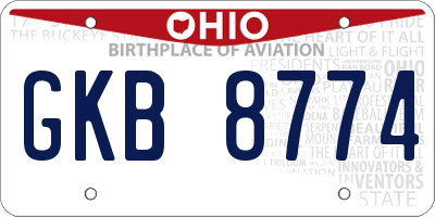 OH license plate GKB8774