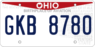 OH license plate GKB8780