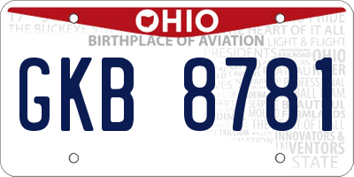 OH license plate GKB8781