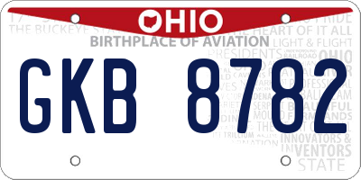 OH license plate GKB8782