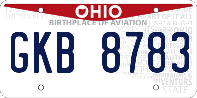 OH license plate GKB8783