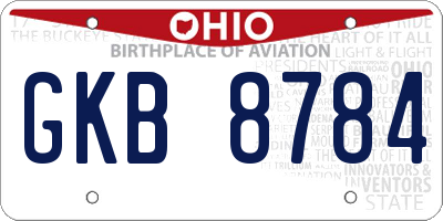 OH license plate GKB8784