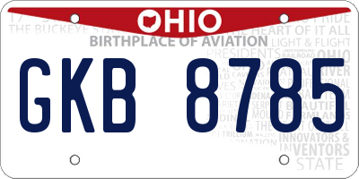 OH license plate GKB8785